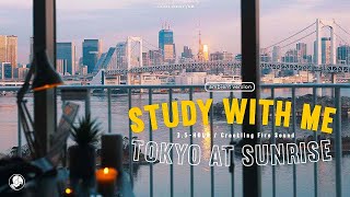 3.5-HOUR STUDY WITH ME / ambient ver. / 🌁 Tokyo Tower at sunrise / with countdown+alarm