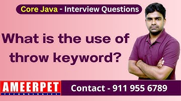 What is the use of throw keyword | Ameerpet Technologies | By Srinivas