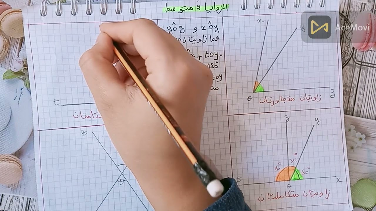 الزوايا ثانية متوسط_أسهل شرح للزاويتان المتجاورتان والمتكاملتان و المتتامتان