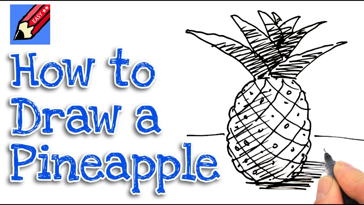 w to draw a pineapple real easy | Step by Step with Easy - Spoken ...