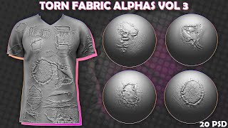 ZBrush Torn Fabric Sculpting. Alpha preview. ZBrush Torn Fabric Sculpting. Alpha preview.