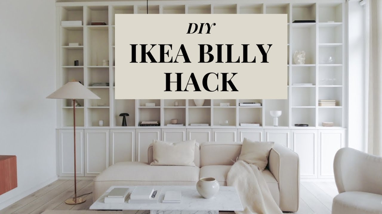 BILLY BOOKCASE IKEA DIY HACK  BUILT IN BOOKCASE WITH CABINETS