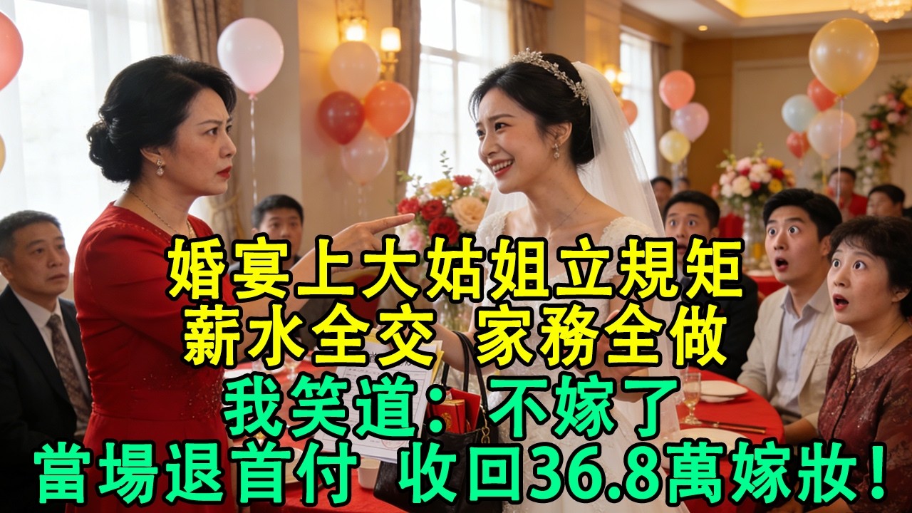 婚宴上大姑姐給我立規矩，薪水全交家務全做，我笑道：不嫁了，當場退首付收回36.8萬嫁妝10分鐘後婆家傻了【小君講故事】#婆媳 #家庭 #婚姻 #情感 #情感故事 #為人處世 #養老 #老年生活 #退休