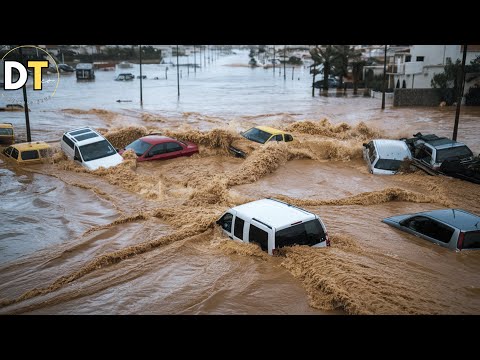 Catastrophic flood in Spain! Streets turned into rivers in Lanzarote,roads closed!