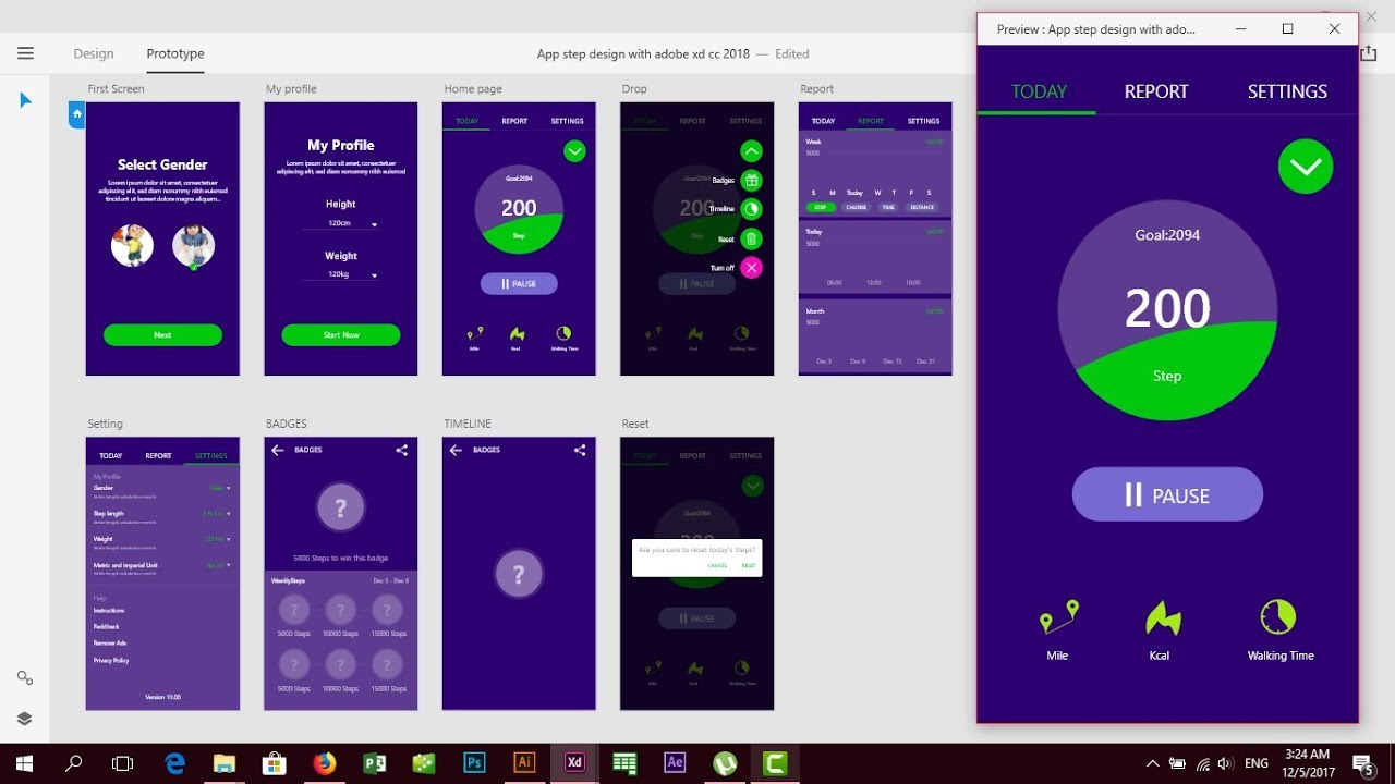 App tracker step by step design layout with adobe xd cc 