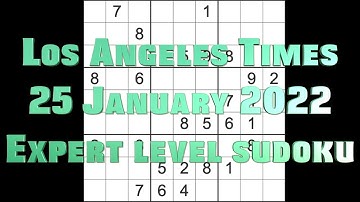 Sudoku solution – Los Angeles Times sudoku 25 January 2022 Expert level