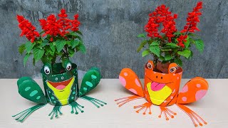 Recycle Plastic Bottles To Make Beautiful Frog Flower Pots For Small Garden | DIY Beautiful Garden