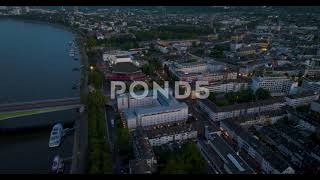 Aerial Flight Over Bonn City Germany - Drone Flyover Cityscape At Evening - 4k Stock Footage
