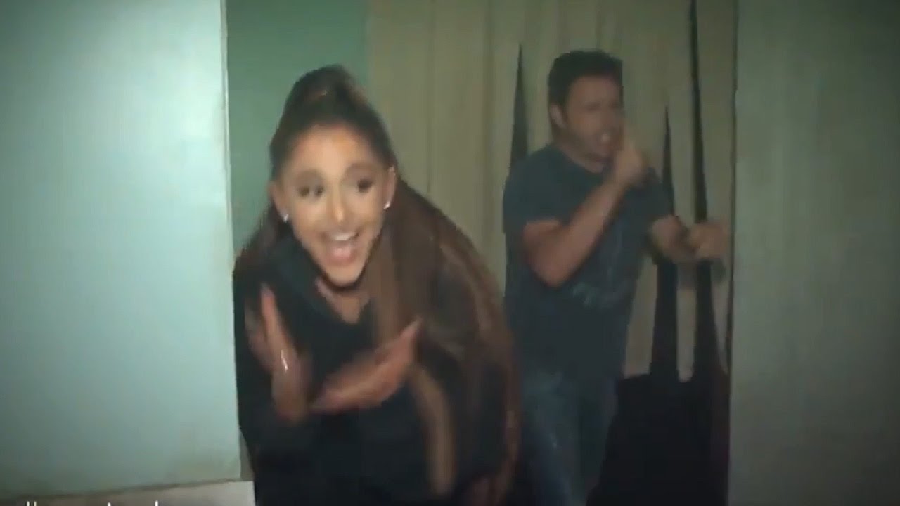 Ariana Grande Falls In Haunted House Caught Kissing Mac Miller