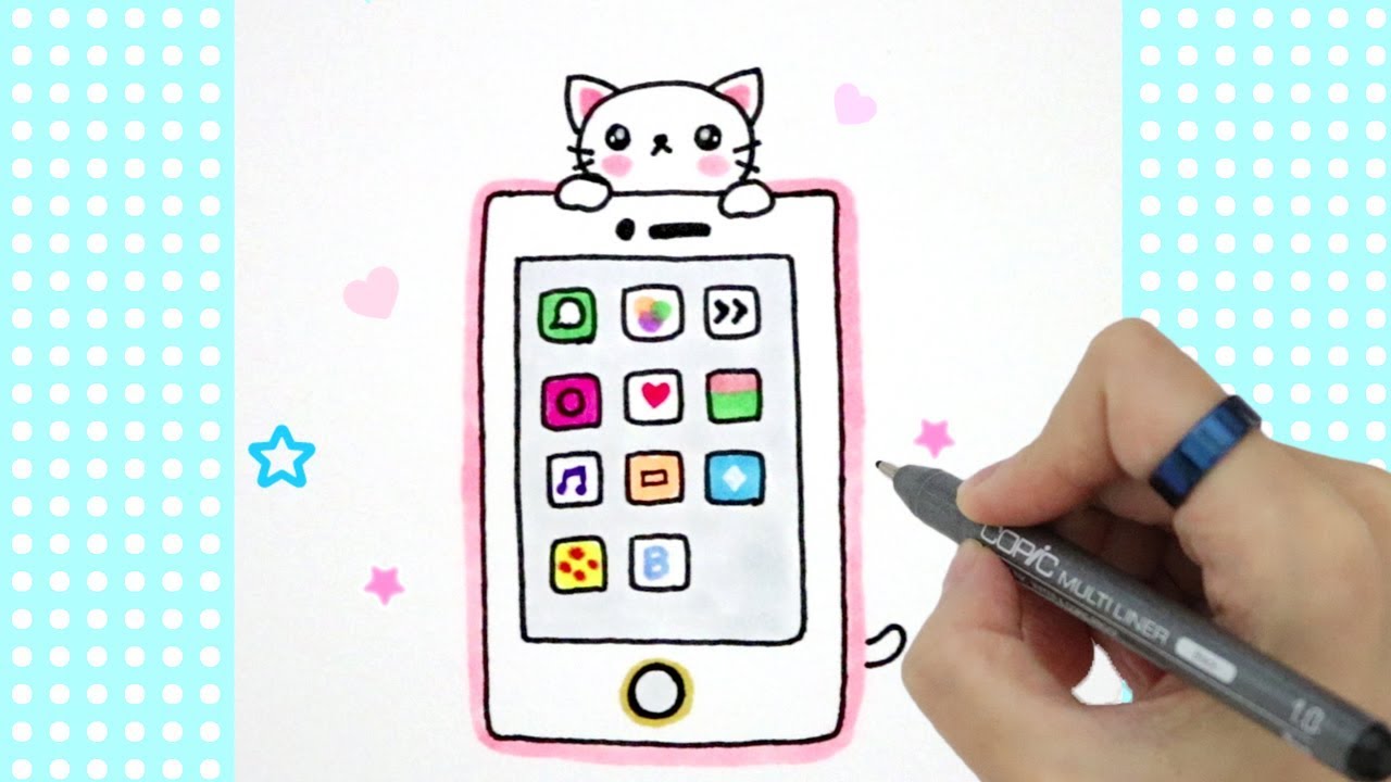 How to Draw a Phone Cute and Easy!★핸드폰 그리기★고양이폰케이스~!손그림/그림그리기_예뿍드로우
