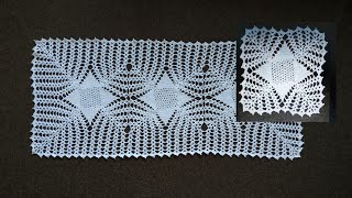 -وحدة كروشيه مميزة لاشتغال مفرش مستطيل أوغطاء سفرة -الجزء الأول/doily crochet