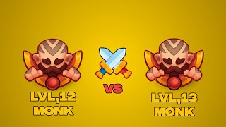 Lvl. 12 monk Vs Lvl. 13 monk | Rush royale pvp game play
