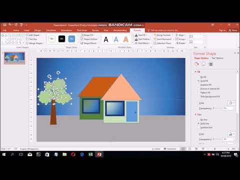 how to draw basic 2D image using shapes in ms powerpoint, and add some animation