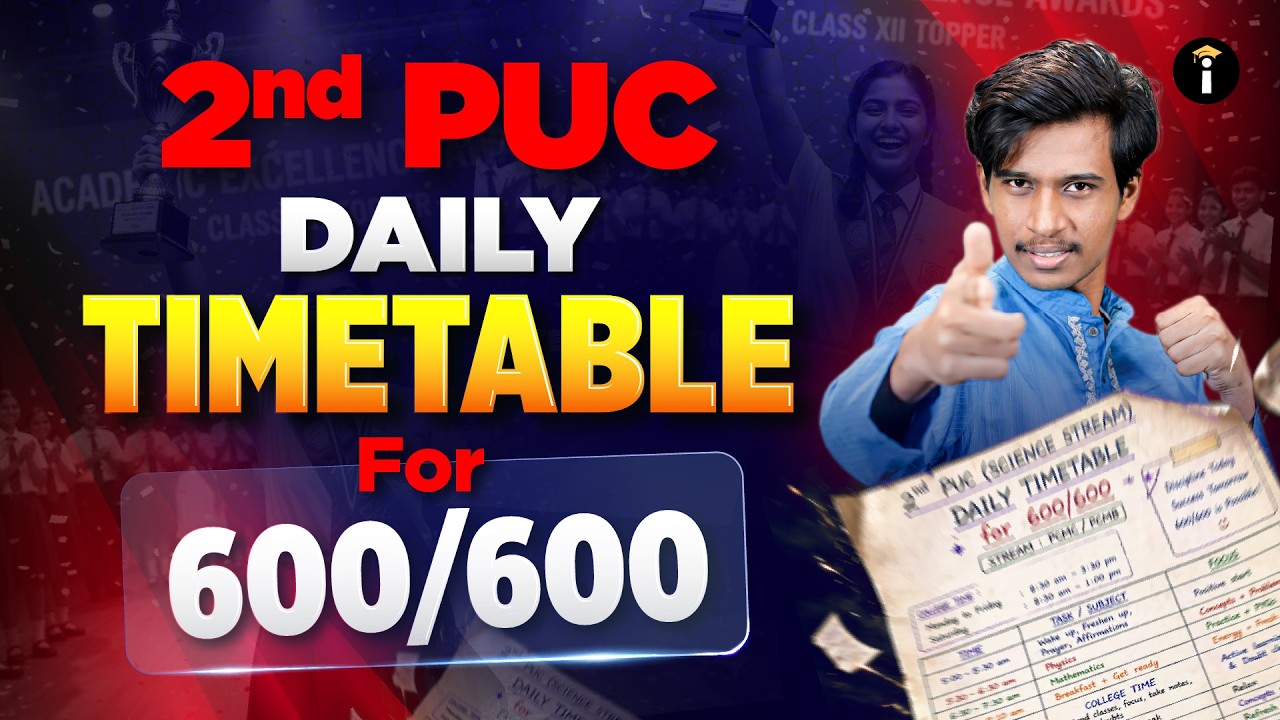 2nd PUC Daily Timetable for 600/600 #studytips - YouTube