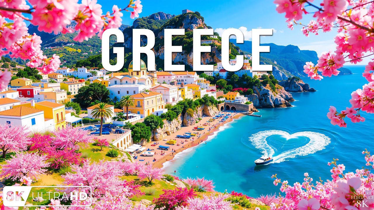 Весенний сезон в Греции: 8K Ultra HD 🇬🇷 | Средиземноморское побережье, острова и весенние пейзажи