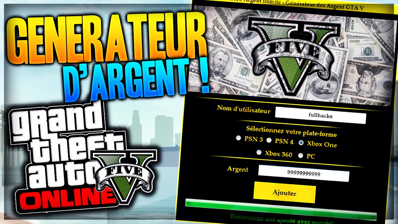 GÉNÉRATEUR D'ARGENT SUR GTA 5 ONLINE - YouTube