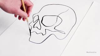 Learn How to Paint a Skull With One Line Using India Ink screenshot 3