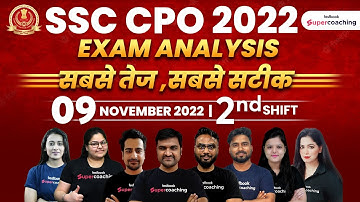 SSC CPO Exam Analysis 2022 | 9 November 2022 | Shift 2 | SSC CPO Answer Key 2022 | SSC CPO Cutoff