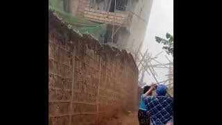 Building in Kinoo near Nairobi Kenya sinking and tilting live