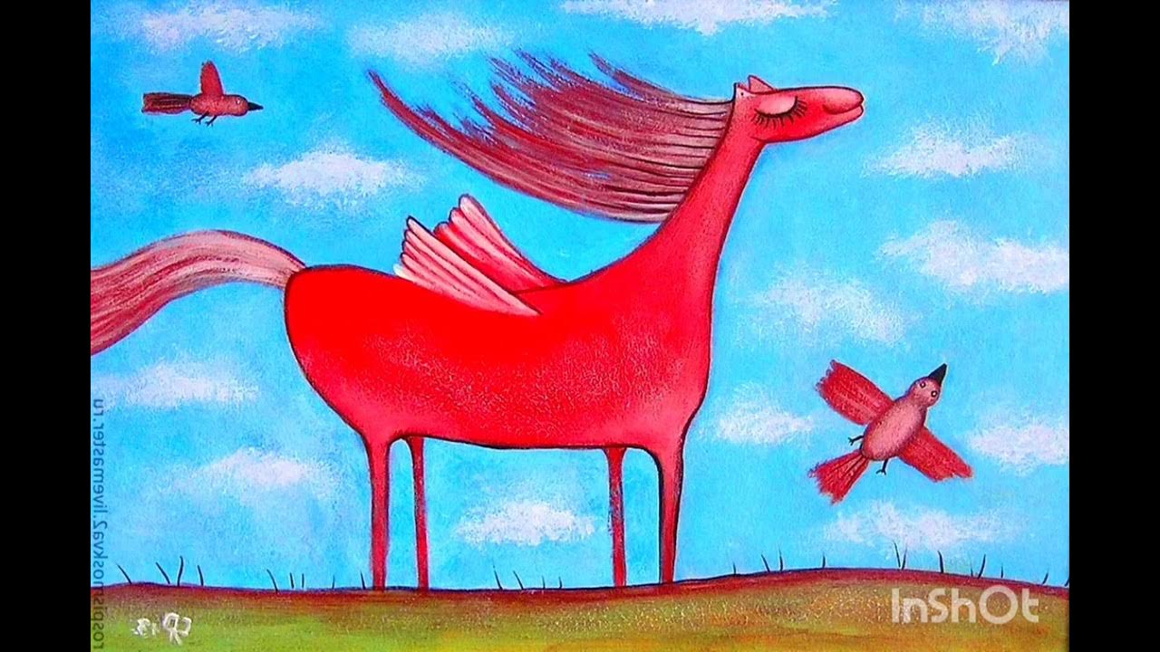 Розовый конь песни. Красный конь в живописи. Красный конь рисунок. Картина полет красного коня. Красная лошадь.
