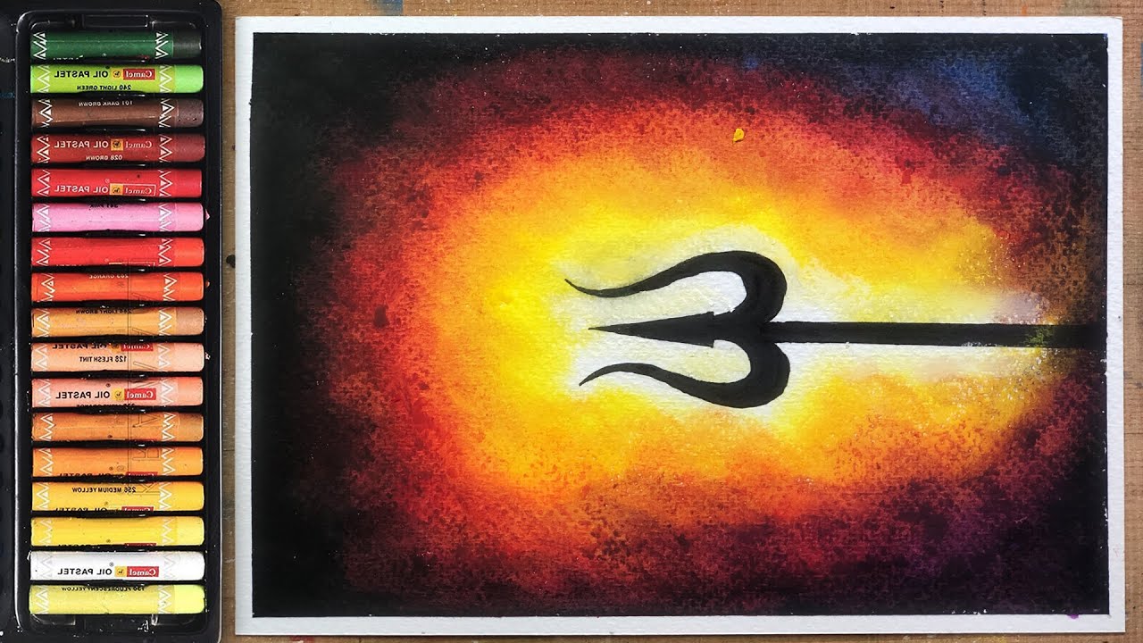 Maha Shivrati Drawing with Oil Pastel for Beginners | Oil Pastel Drawing - Step by Step