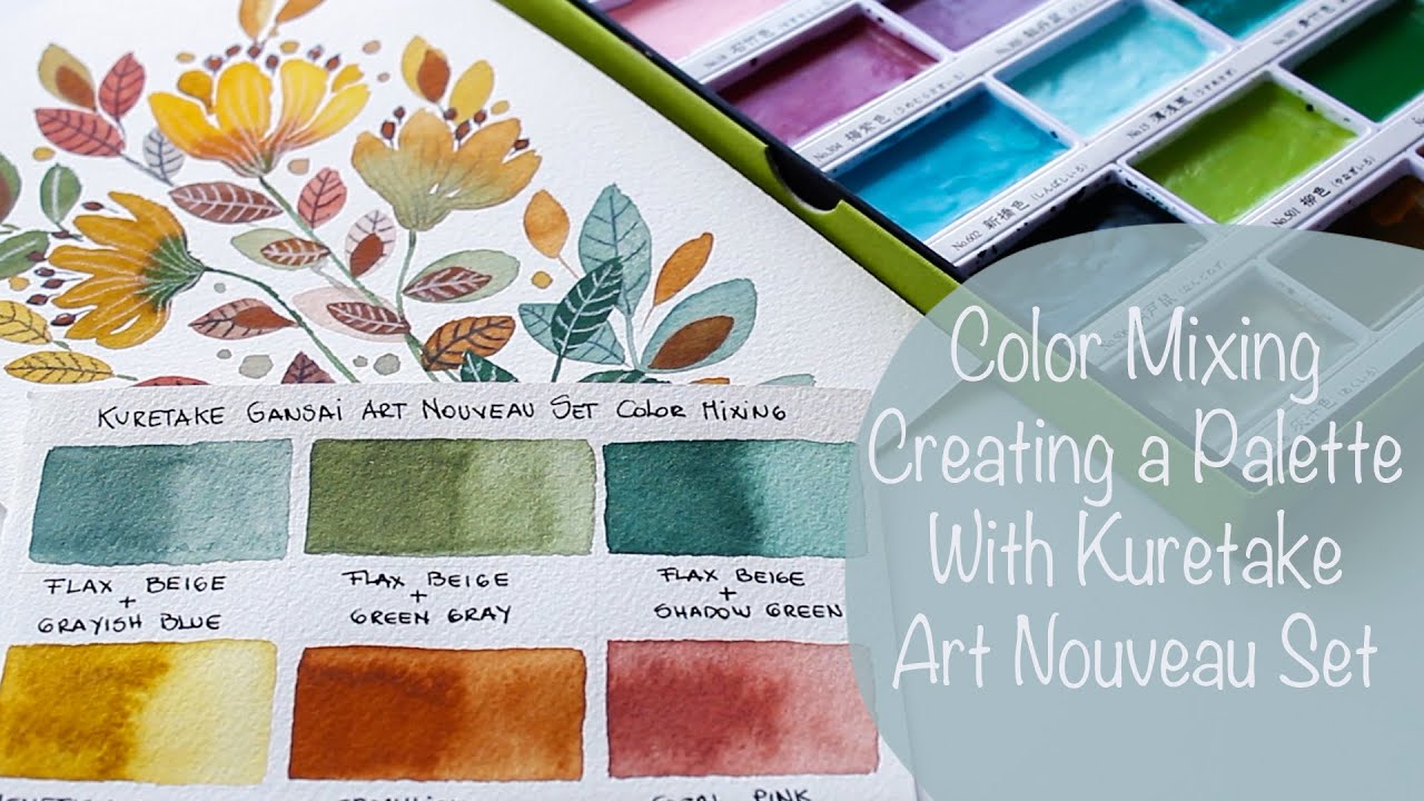 Color Mixing With Kuretake Art Nouveau Set + Botanical painting 