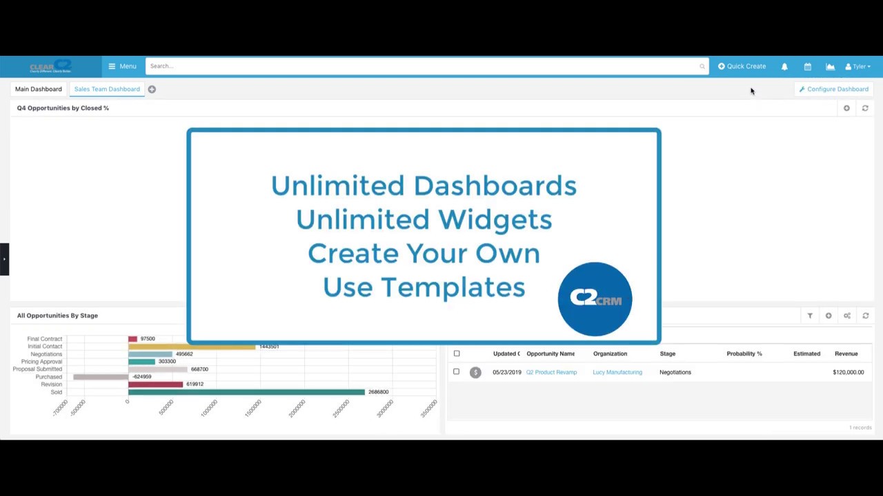 Creating a CRM Dashboard with Clear C2's enterprise CRM, C2CRM. YouTube