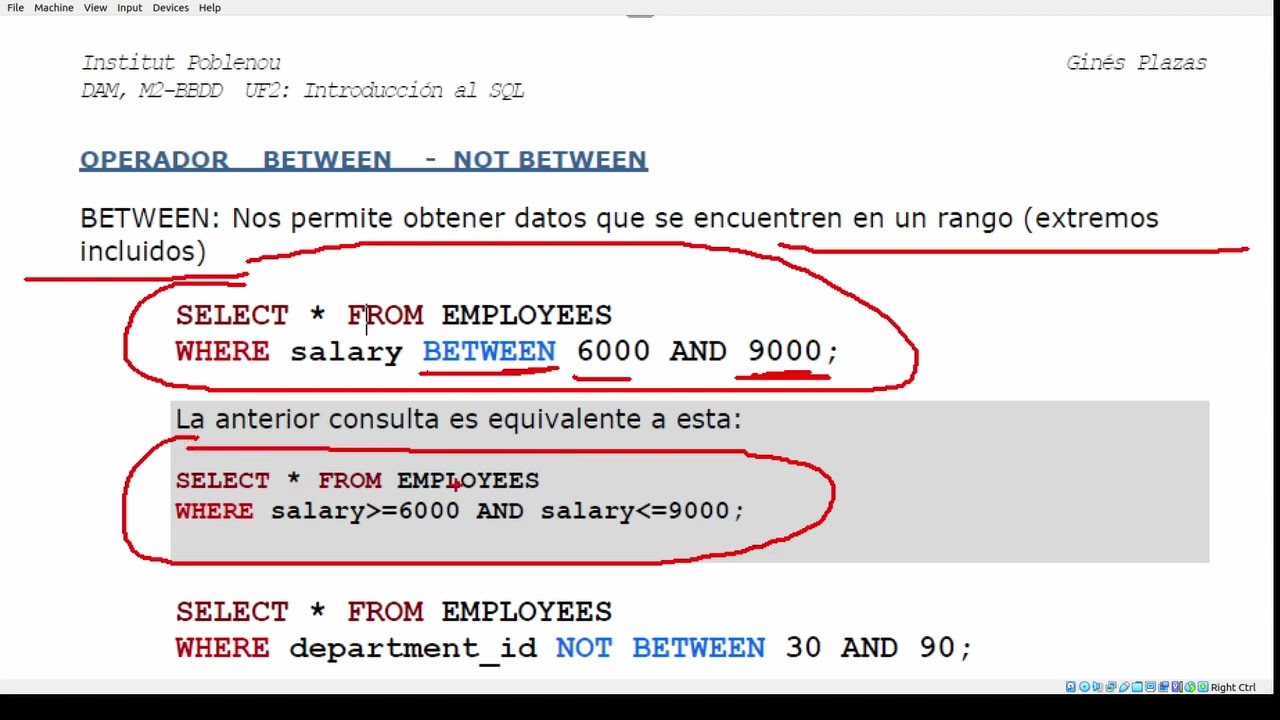 (01B) Clausula BETWEEN y NOT BETWEEN (Curso de SQL) - YouTube