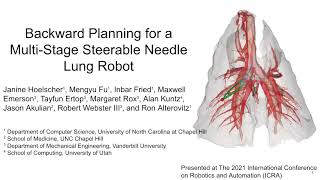 Backward Planning for a Multi-Stage Steerable Needle Lung Robot