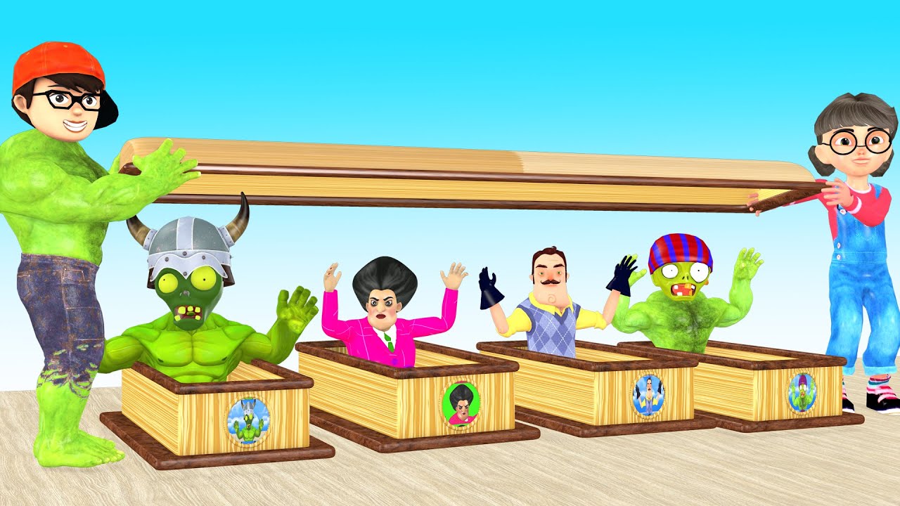 Scary Teacher 3D Couple Nickjoker and Tani Troll Miss T and Hello Neighbor vs Zombie Funny Animation