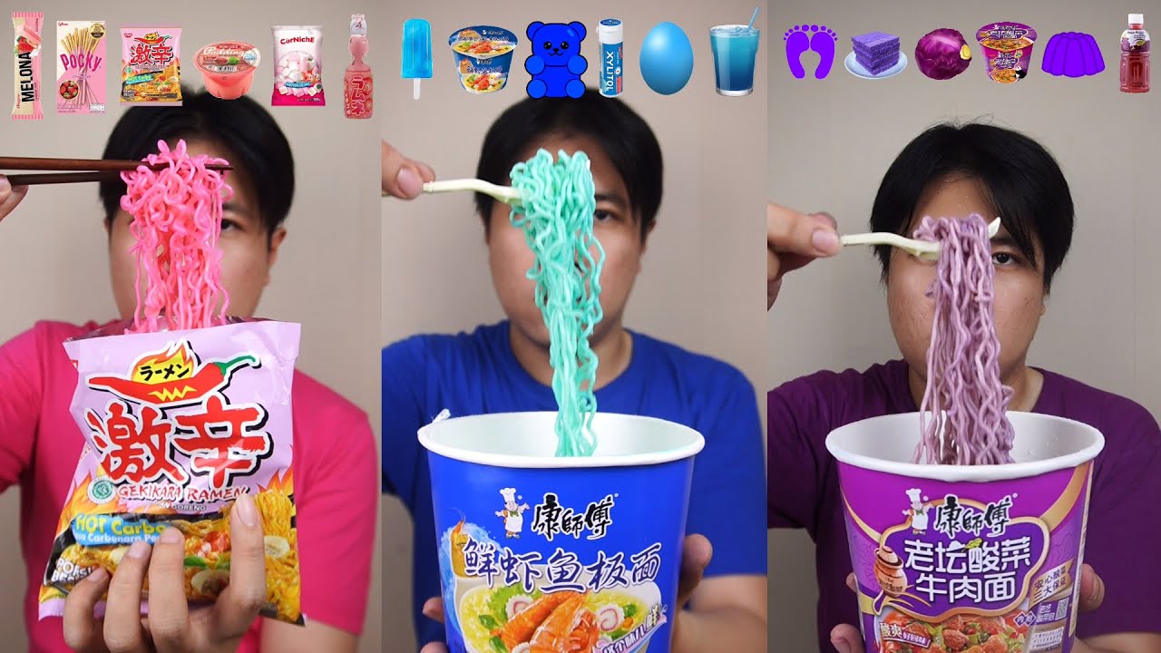 [COMPILATION] EATING PINK, BLUE, AND PURPLE COLOR FOOD