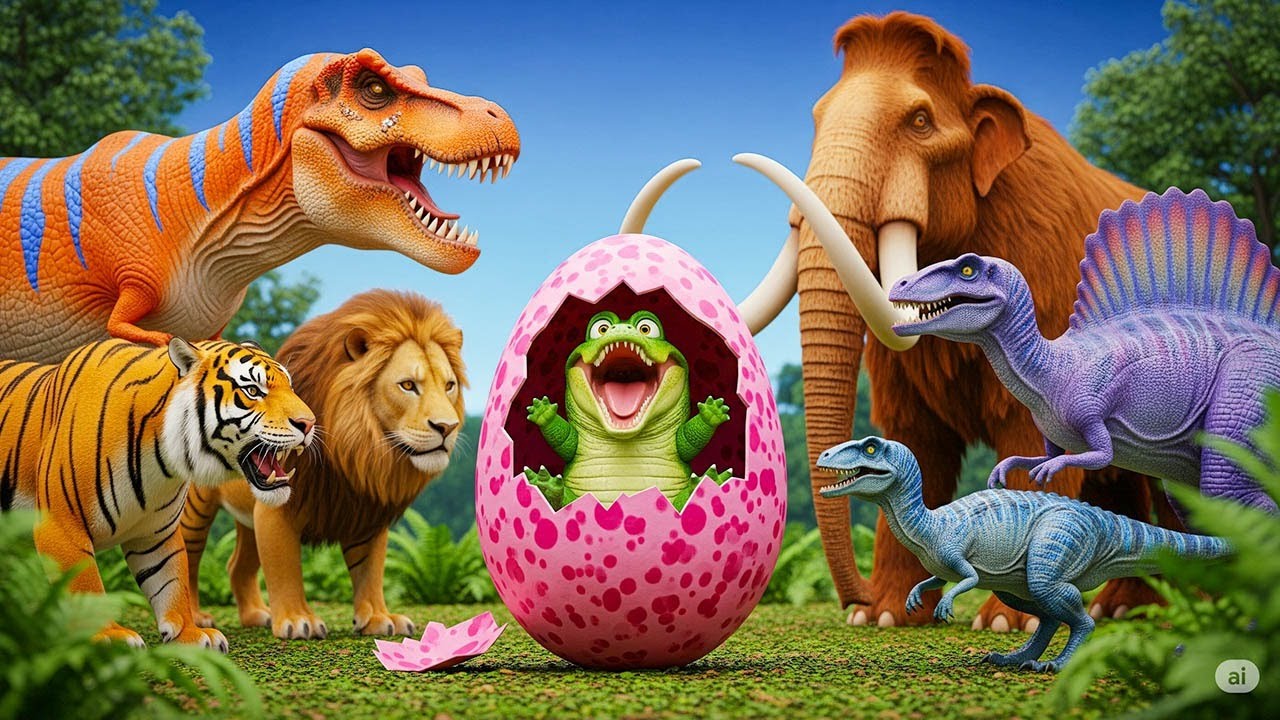 Epic Woolly Mammoth Vs T Rex Battle For Crocodile Egg Giants Clash In 