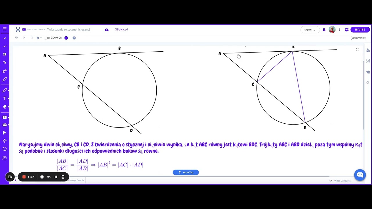 Twierdzenie o stycznej i siecznej do okręgu