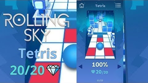 Rolling Sky Level 8 Tetris 100% Clear - All Gems