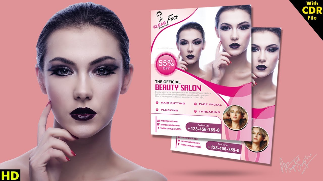 Coreldraw Tutorial | How to make Make Up flyer - 2018
