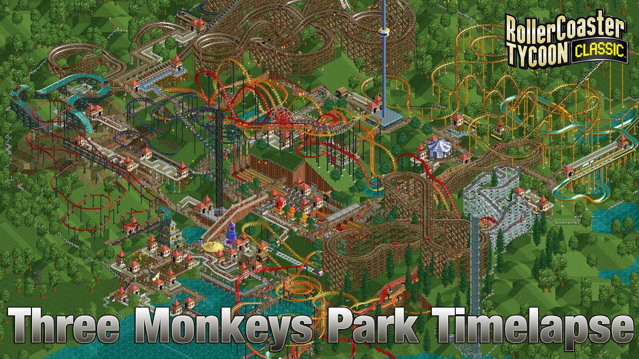 RollerCoaster Tycoon Classic Three Monkeys Park Timelapse