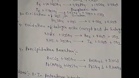 Chemical properties and use of sulphuric acid and oxoacid of sulfur