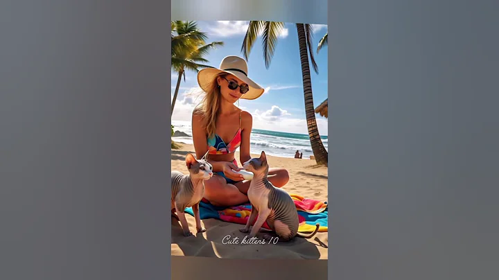 Watch the video about Women milk feeding sphinx cat at public beach 🏖️ #cat #funny #catvideos #shorts #beach