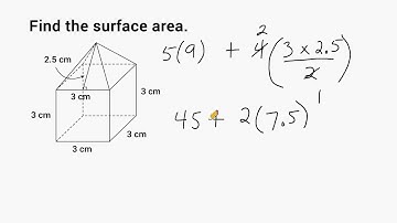 Surface Area - A Pyramid On Top Of A Cube