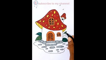 RED MUSHROOM HOUSE /EASY DRAWING /shorts feed /short video /shorts /art /dk /viral