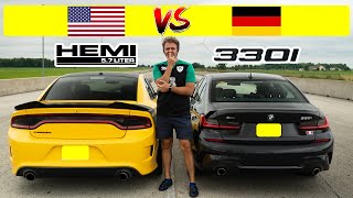 2021 BMW 330i X Drive takes on Dodge Charger Hemi 5.7, Weight vs Power, drag and roll race!
