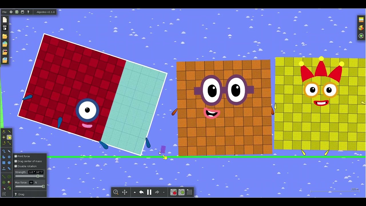 Numberblocks 0 to 1000000 Battle 52 in Algodoo (No Sound)