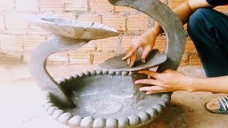 DIY // fountain from fan cage and leaves // How to make waterfalls with cement and sand