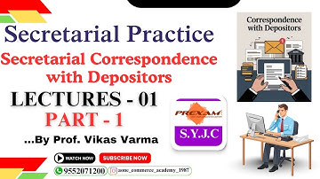 SYJC | SP | Chapter-8 | Secretarial Correspondence with Depositors| Lecture-1 | part-1