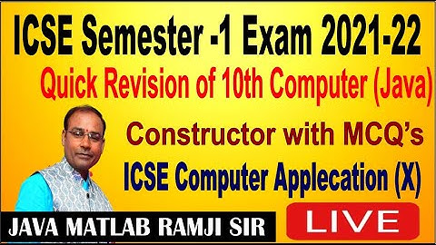 ICSE 10th Quick Revision of Constructor  MCQ