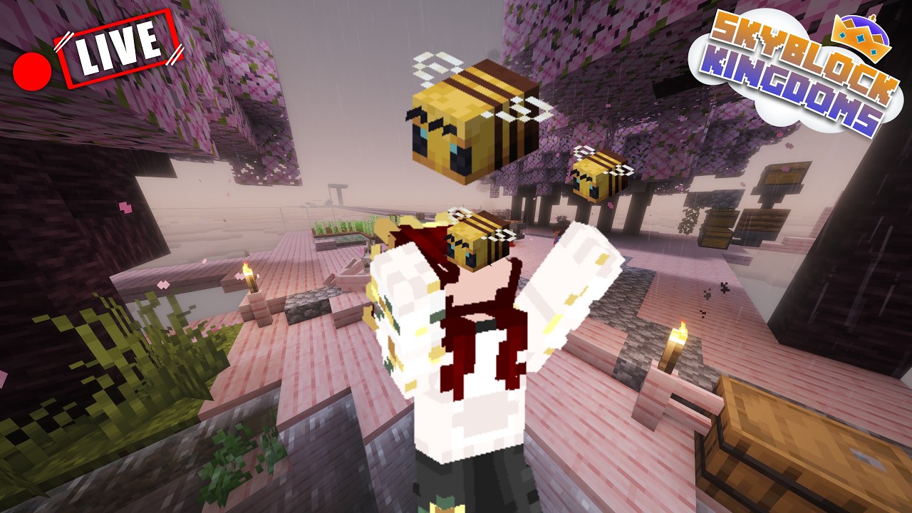 ⛅ BEES. BEES. BEES. 🌸 Collecting and Building Bee Stuff on Skyblock Kingdoms!~ |🔴LIVE