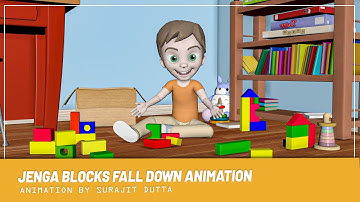 Jenga blocks fall down animation @Artist_Surajit