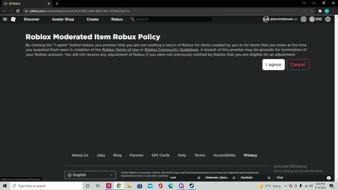 I Accepted The Roblox Moderated Item Robux Policy and After Like 1