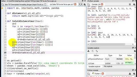 Python Traveling Salesman Problem 05 Mengukur total jarak tempuh satu Tour