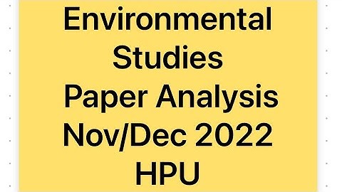 Environmental Studies Paper Analysis Nov/Dec 2022 HPU